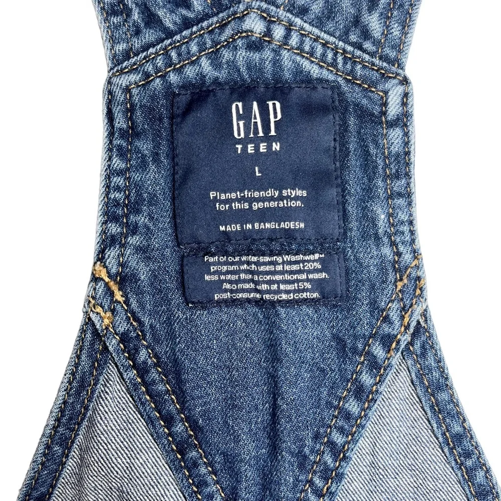 GAP Teen Size Large 100% Cotton Blue Denim Bib Overalls‎